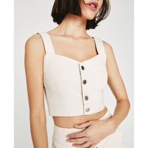AG Adriano Goldschmied Hebe Bustier Top Cropped Women's Size Medium Ecru Dunes